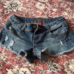 Almost Famous Dark Blue Distressed Jean Shorts